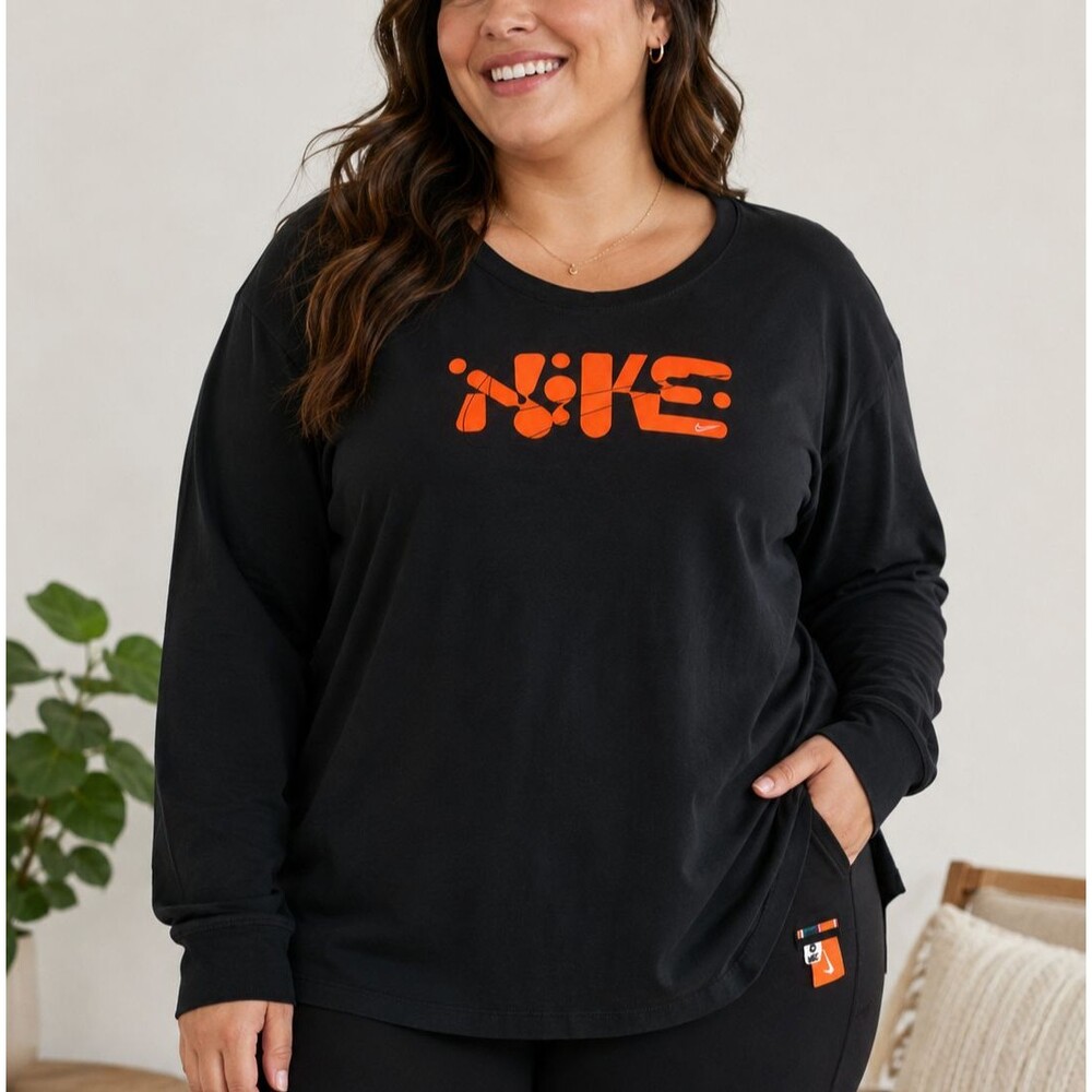 Nike x Eileen Tjan The Nike Tee Black Long Sleeve Graphic Shirt 1X Plus Size